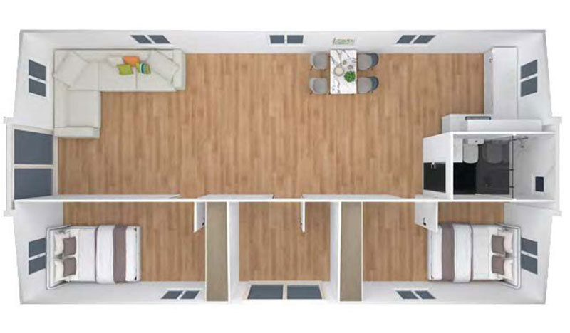Sloping Roof Expandable Prefab Porta Cabin